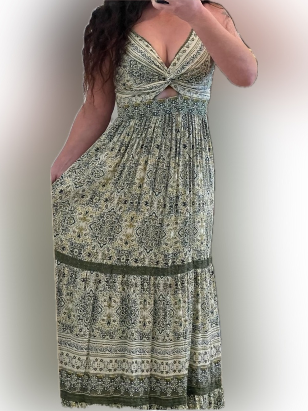 Angie Maxi Dress knotted cut out damask - Picture 14 of 16